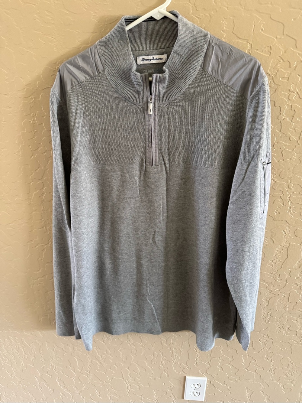 tommy bahama island zone half zip pullover mens gray golf knit sweater- xx-large